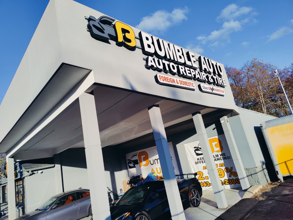 Dimensional channel letters on an auto shop