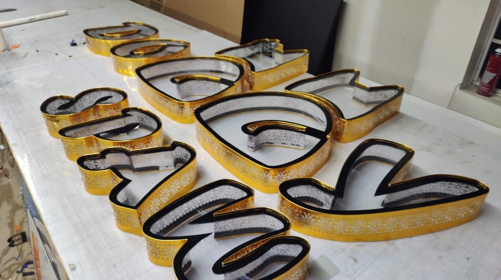 Dimensional letters in fabrication